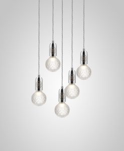 Crystal Bulb Chandelier Polished Chrome