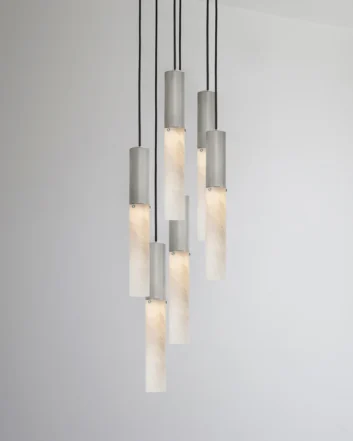 Flume 50 Pendant Alabaster - 6 Drop Grouping